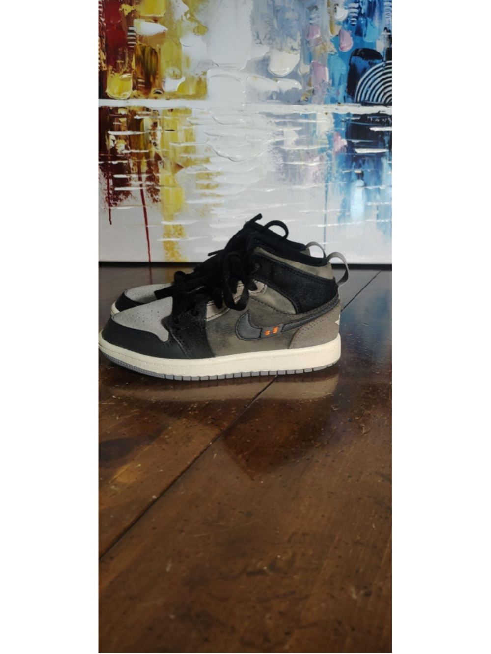 Jordan Air Jordan 1 Mid Shoes Kids Size 12C Black Gray Sneakers DV0466-001
